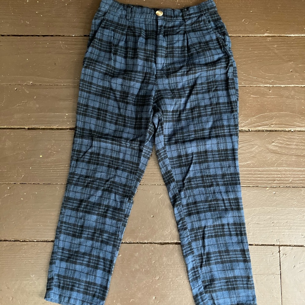 Petite plaid cotton pants/ Capri pants